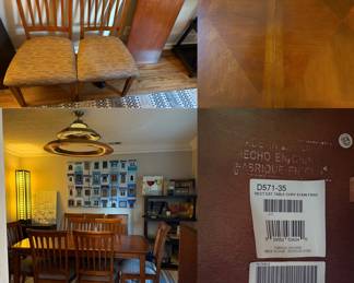 Ashley Furniture Cherry Stained Finish Nlaid Top Dining Table with Leaf & 8 Chairs