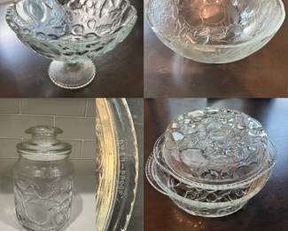 vintage Libbey Orchard Fruit Round Bowl, Footed Compote, & Casserole Dish with a lid