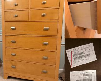 Light Stained Wood 8 Drawer Chest of Drawers