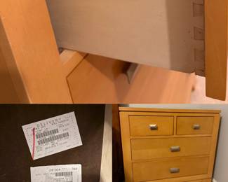 Pair 4 Drawer Night Stands Light Stained Wood