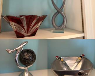 10” Metal Deco Style Plane World Globe
10” x 5” embellished Pewter Bowl