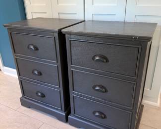 Pair Slate Grey 3 Drawer Side Tables