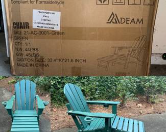 ( 2 ) Brand New Green Resin Adirondack Chairs