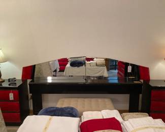 Ashley "Anita" king headboard with frame, bedside chests, upholstered bench storage