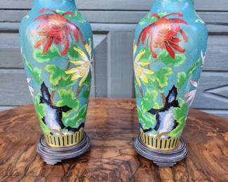 PAIR OF BEAUTIFUL CLOISONNE VASES