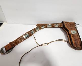 BELT HOLSTER SILVER AND TURQUOISE