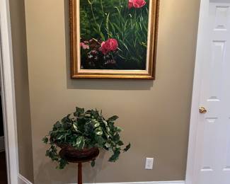Artwork by K. Blesser, plant stand
