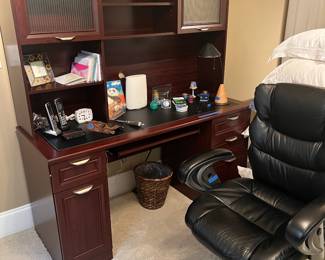 Desk, office chair, misc