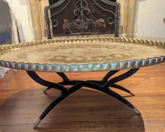 Mid Century Brass Moroccan Large Oval tray table