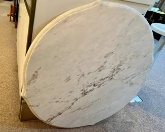 WHITE MARBLE tabletop -- wrought iron parlor table included!