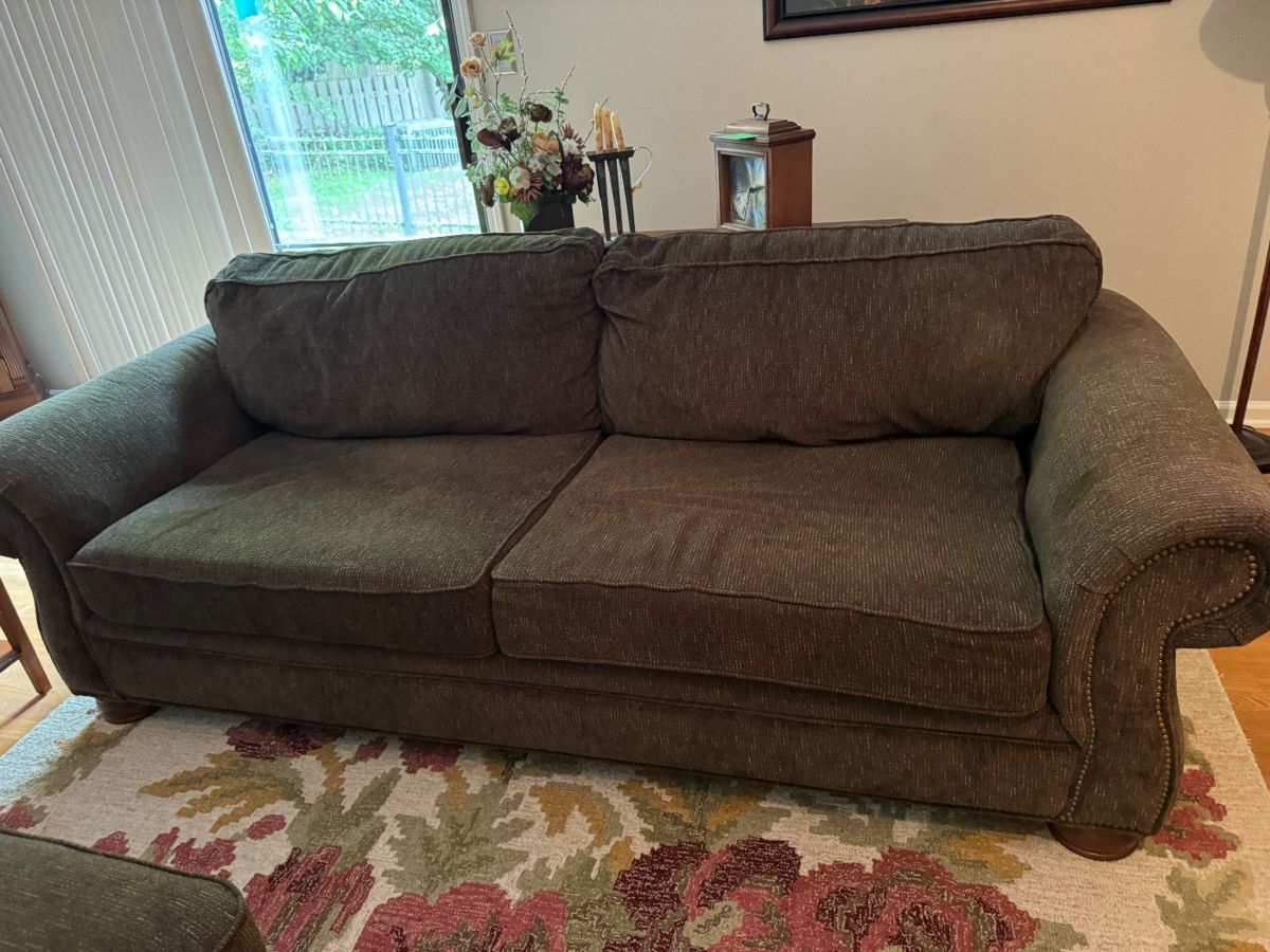 Lazy bot two cushion sofa with matching over sized chair 