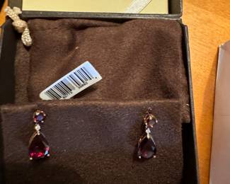 Garnet earrings new in box