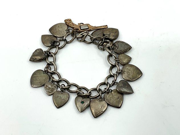 Sterling Puffy Hearts Charm Bracelete