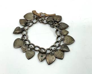 Sterling Puffy Hearts Charm Bracelete