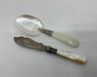 Mother of Pearl Caviar Spoon and Butter Knife