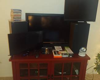 Entertainment center. 3 tvs and stereo