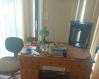 Vintage desk, lamp and shredder