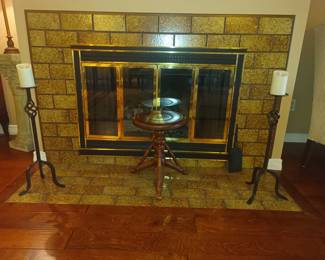 Piano stool (not kindling) and iron candlesticks