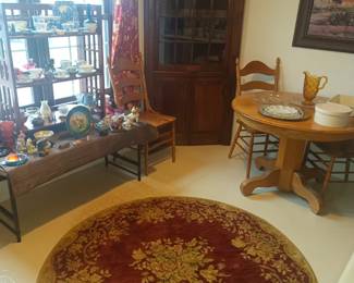 Corner display hutch, rug and 4 chair table