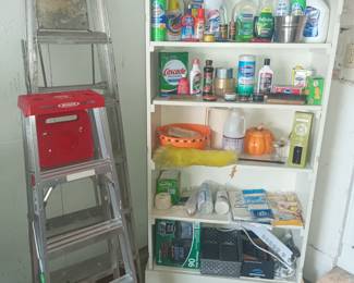 Ladders and cleaning supplies