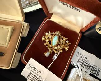 18k Art Nouveau Opal Brooch