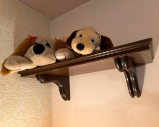 Wooden Shelf, Vintage Stuffed Animals