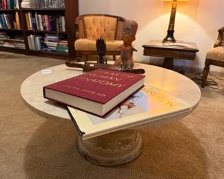 Marble Table w/ Ceramic Base, Books