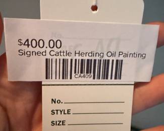 Signed Cattle Herding Oil Painting
