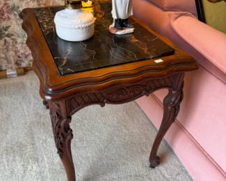 Wood and Marble Side Table
