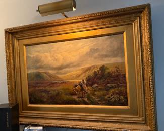 Signed Cattle Herding Oil Painting