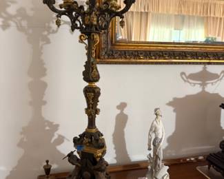 French Bronze Figural Candelabras Pair