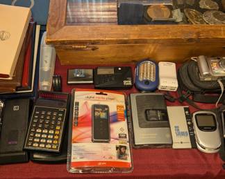 Vintage Calculator & Walkman Radio & Phone