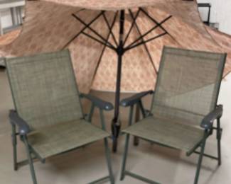 Patio Umbrella And 2 Chairs
