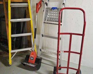 Garage Essentials Lot Ladders, Hand Truck, and Toro Power Shovel