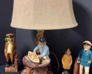 Nautical Sea Captain Lamp Figurines Lot