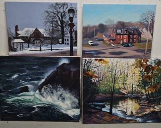 Lot of 4 Original Signed Landscape Paintings by Local Artist