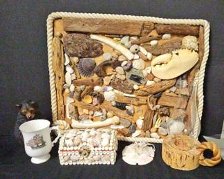 Coastal Keepsakes Lot Driftwood Art, Shell Decor  Nautical Treasures