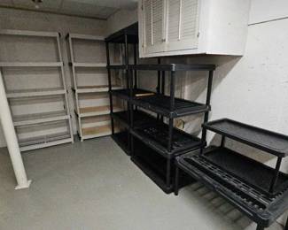 Basement Storage Shelf Lot HeavyDuty Plastic  White Utility Shelving