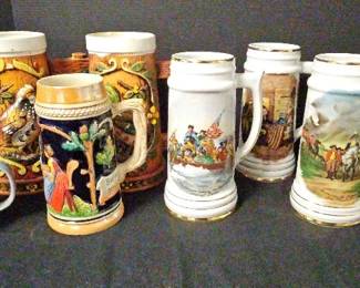 Large Lot of Decorative Beer Steins 10 Pieces