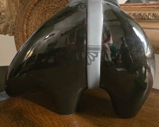 Vintage Lawrence Vargas Blackware Pottery Bear Sculpture Signed