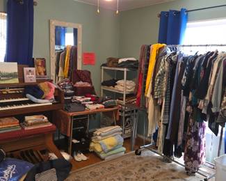 Lots of clothes, shoes and accessories.