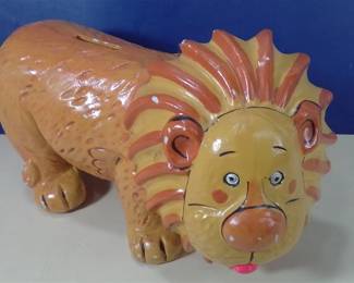 Retro Mid Century Lion Chalkware Bank Believed Paul Mitchell Designs 1960-1970