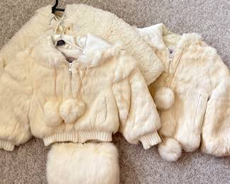 vintage fur children's coats, one with a muff