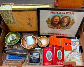 Cigar Labels, Lighters and Tobacco Lot
