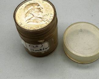 Roll of Franklin Silver Half Dollars