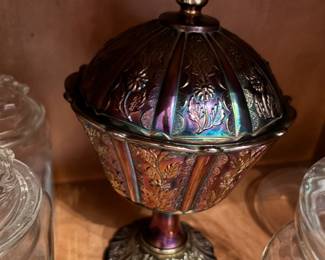 Carnival glass candy dish