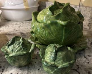Holland Mold Cabbage bowl, Salt and Pepper