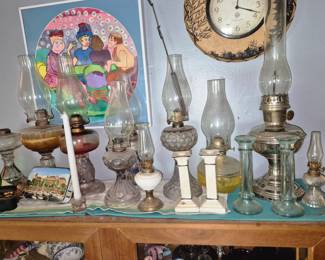 Antique oil lamps. Outsider art