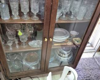Vintage stemware and vintage cabinets