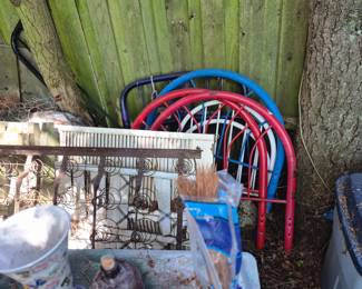 Yard art vintage metal bed frames